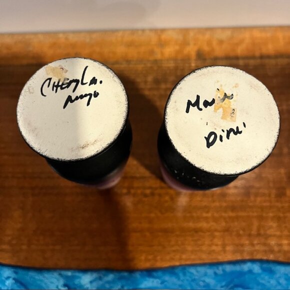 Pair of Navajo Native American Purple Hand Painted Bud Vases Signed - Picture 8 of 8